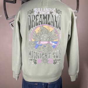 Billabong Lost In Dreamland Midnight‎ Sun Green Graphic Hoodie Sweatshirt